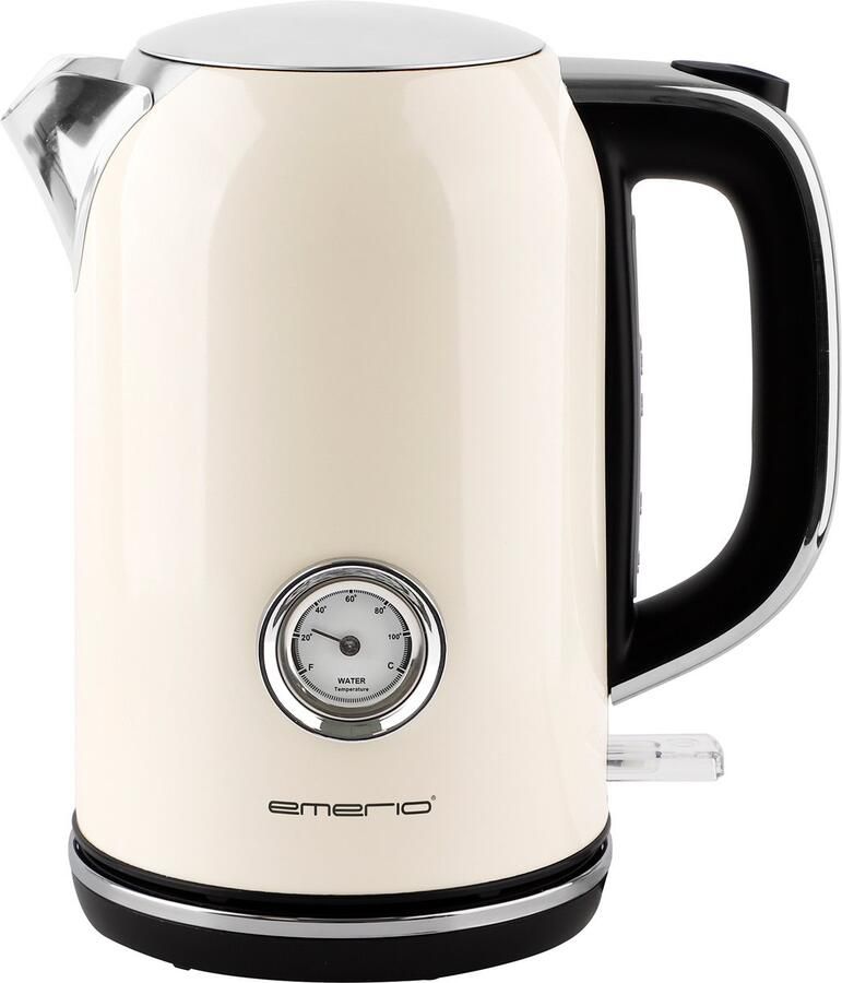 Emerio Retro Waterkoker 1.7 Liter 360° draaibaar Strix Control Verborgen verwarmingselement 2200W WK-133282.1 Crème