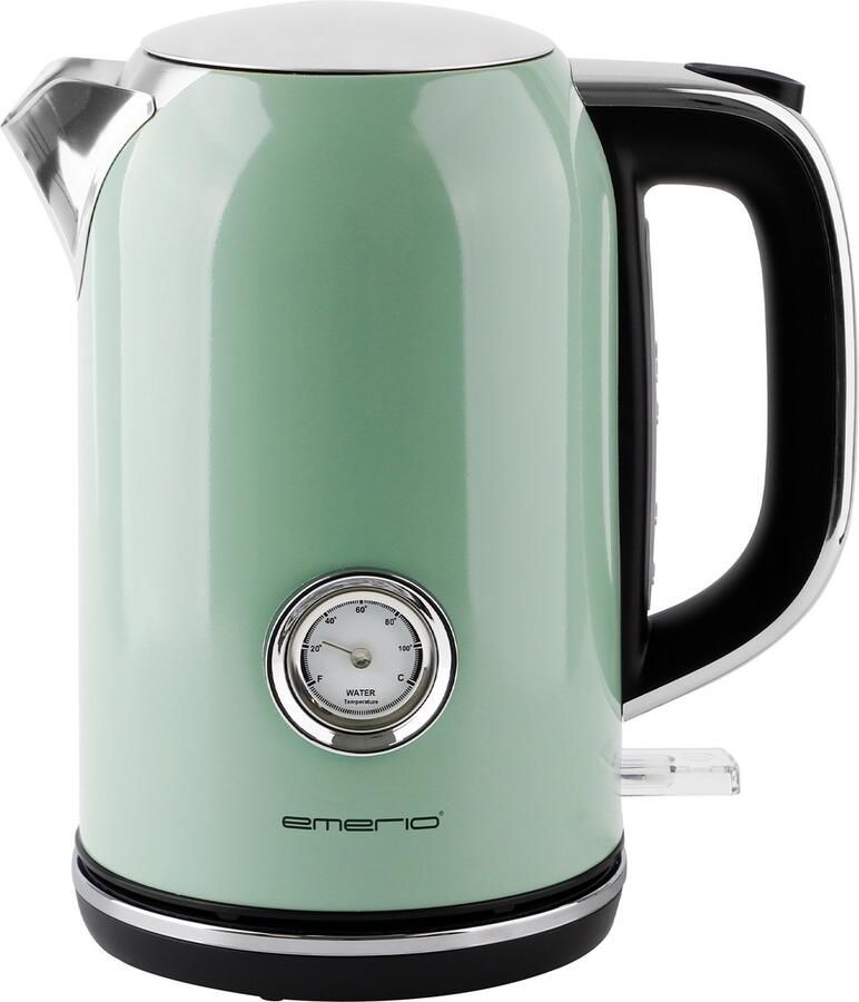 Emerio Retro Waterkoker 1.7 Liter 360° draaibaar Strix Control Verborgen verwarmingselement 2200W WK-133282 Groen