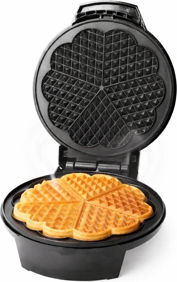 Emerio Wafelijzer Hartvormig 20cm Diameter Regelbare Thermostaat 1200W Anti-aanbaklaag BPA-vrij Indicatielampje WM-131149 Zwart - Foto 2