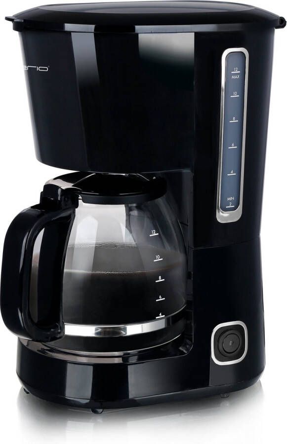 Emerio Koffiezetapparaat met Glazen Kan 1 5L Filterkoffie 12 kopjes per keer Uitneembaar Filter Non-Drip systeem 750W CME-125129.4 Zwart