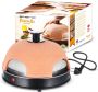 Emerio Pizzarette Origineel 4 Persoons Pizza Oven Handgemaakte Terracotta Koepel 4 Geïsoleerde Bakspatels RVS Bakplaat Gourmetstel met Cool touch koepel PO-115985 900W - Thumbnail 1