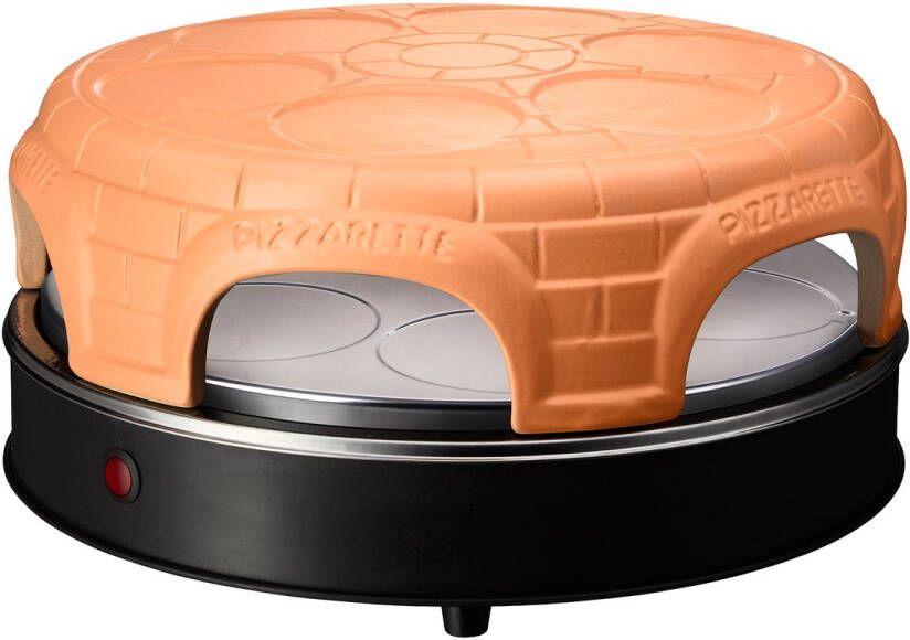 Emerio Pizzarette Origineel 6 Persoons Pizza Oven Handgemaakte Terracotta Koepel 6 Geïsoleerde Bakspatels RVS Bakplaat Gourmetstel met Cool touch PO-115848.1 1500W - Foto 2