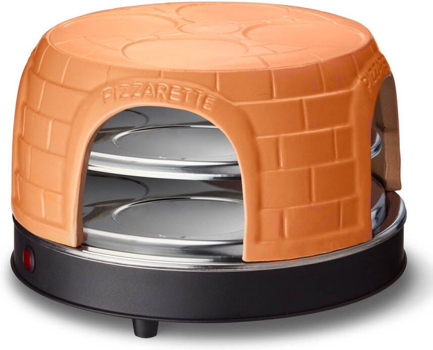 Emerio Pizzarette Origineel 8 Persoons Pizza Oven Handgemaakte Terracotta Koepel 8 Geïsoleerde Bakspatels RVS Bakplaat Gourmetstel met Cool touch PO-116124.1 1500W - Foto 2
