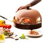Emerio PO-115984 Pizzarette 6 persoons Handgemaakte terracotta koepel 6 Geïsoleerde bak spatels RVS bakplaat Cool touch - Thumbnail 2