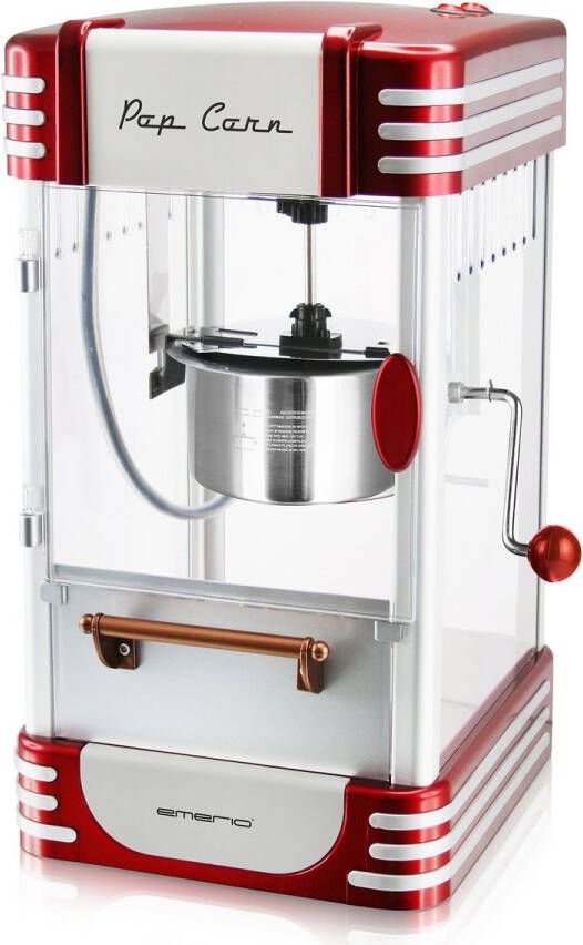 Emerio Popcornmachine Popcornmaker 50g Roersysteem Anti-aanbaklaag Anti-slip 360W Maatbeker POM-120650 Rood Wit
