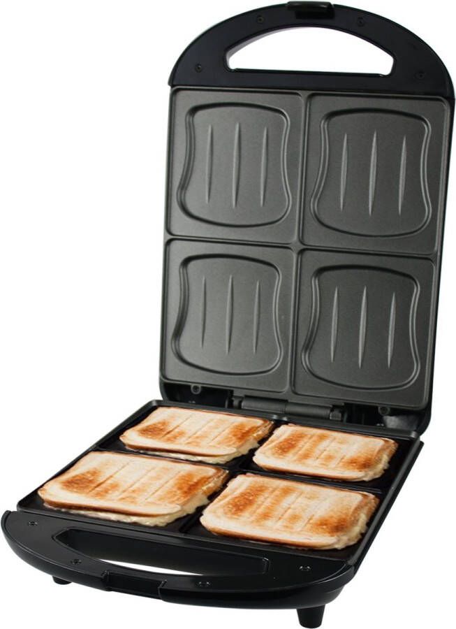 Emerio Tosti ijzer 4 tosti's tegelijk XXL schelpvormige bakplaten ILAG coating PFAS vrij Indicatie lampje Anti-slip voetjes ST-111153.4 Zwart - Foto 2