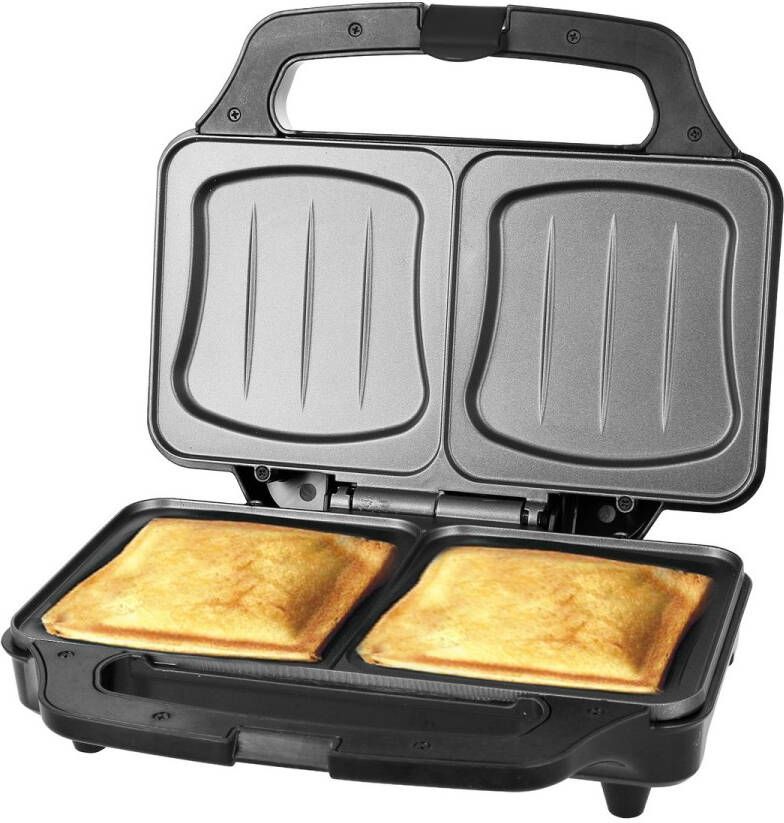 Emerio Tosti Apparaat XXL 2 Tosti's PFAS-vrije Panini Grill 900W Sandwich maker RVS Bakplaat ST-109562.17 Zwart
