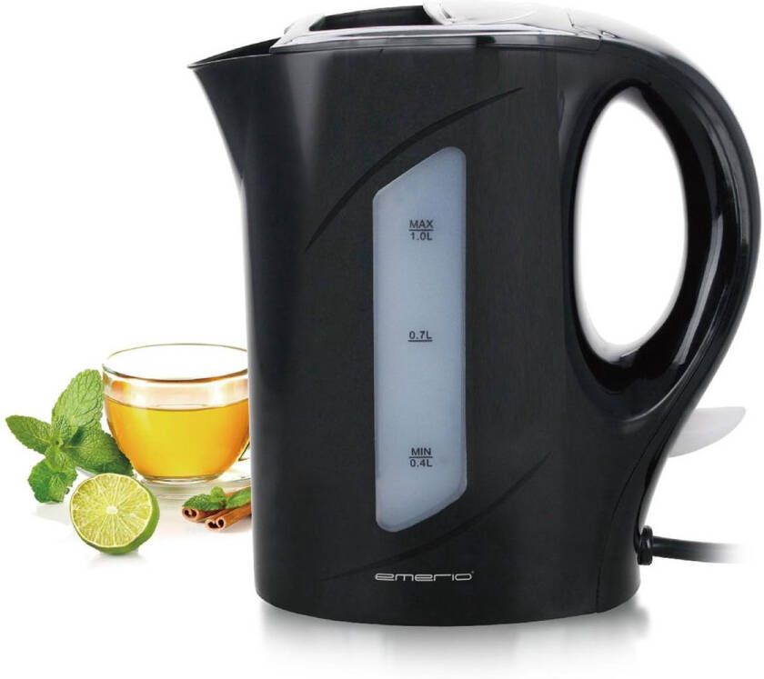 Emerio Waterkoker 1 Liter Oververhittingsbeveiliging Automatische Uitschakeling Water niveau indicator Elektrische Waterkoker 900W WK-121616.1 Zwart - Foto 2