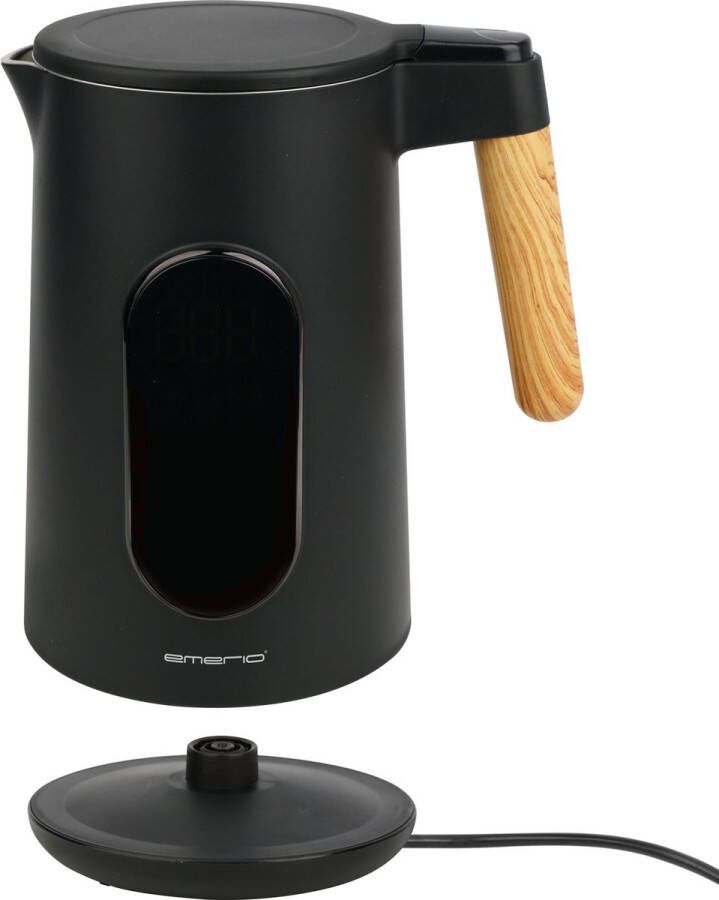 Emerio Waterkoker met Temperatuurregeling 1.7 Liter Touch Control en 360° draaibaar 40°C voor babyvoeding Warmhoudfunctie Elektrische Waterkoker 2200W Retro WK-132230 Zwart Bruin - Foto 2