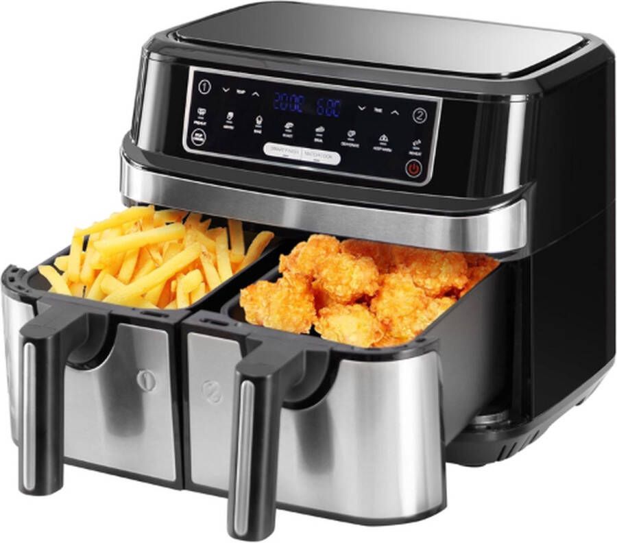 ‎Emphsism 8 in 1 Dubbele Airfryer 9 Liter Dubbele Mand Deluxe Duo Airfryer XXL Dubbele Airfryer XXXL Heteluchtoven Airfryer Oven Heteluchtfriteuse LED Touchscreen - Foto 2