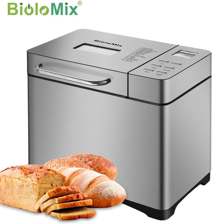 Emvae Broodbakmachine Automatische Broodmachine 19 Programma s 1 kg Fruit- en Notendispenser 650W RVS