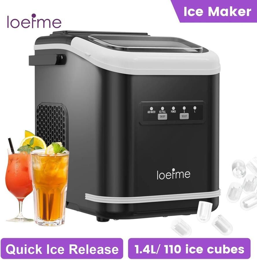 Emvae IJsblokjesmachine IJsblokjes Maker 12 kg per 24 uur Zelfreinigend Instelbare IJsmaat LED Zwart