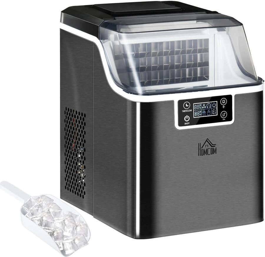 Emvae IJsblokjesmachine met Zelfreiniging 24 Blokjes in 14-18 Minuten 20 kg per Dag Zwart