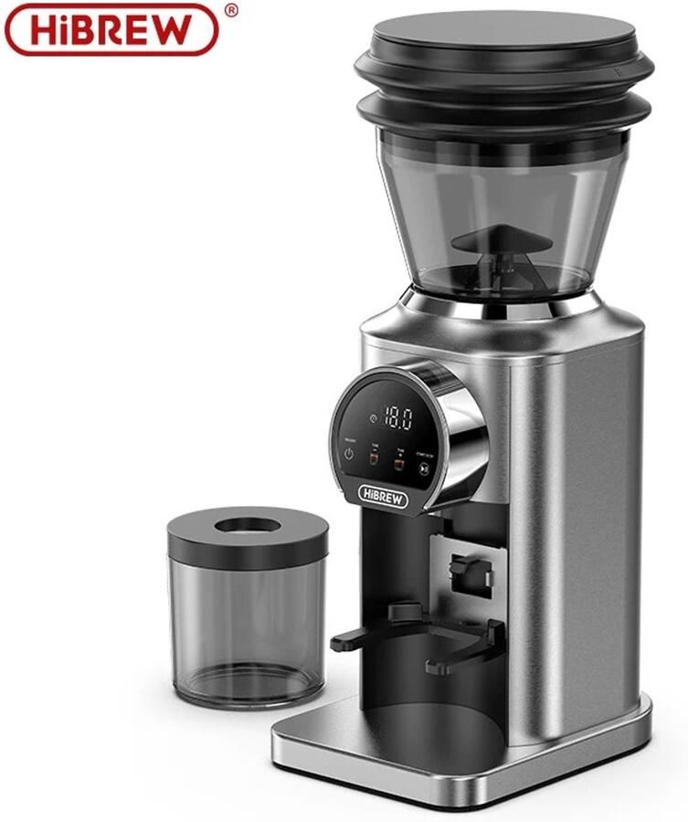 Emvae Koffiemolen Elektrisch Bonenmaler 31 Maalstanden 48mm Titanium Burrs Touchscreen 180W Zilver Zwart
