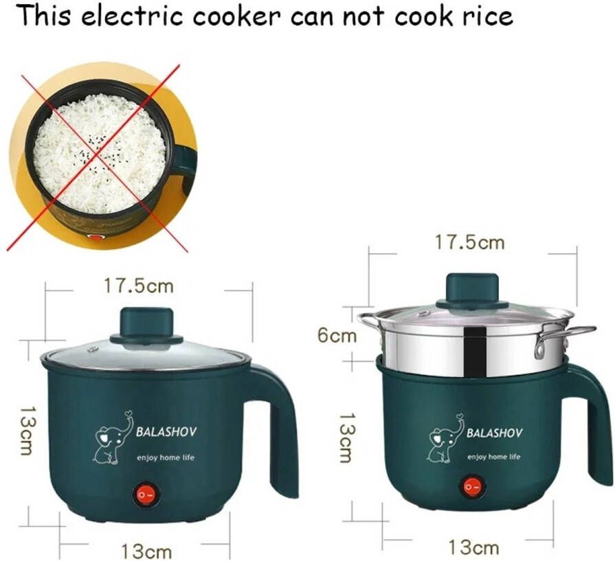 Enkilight Hotpot electrisch- Hot pot- Hotpot pan- Hotpot kookpot- Hotpot cooking pot- Hotpot pan fondue- Hotpot kookpot electrisch- Elektrische fonduepan- 1.8 L- Ø 17 cm- Aluminium- 500 W- 220 V- Voor snel verwarmen op reis