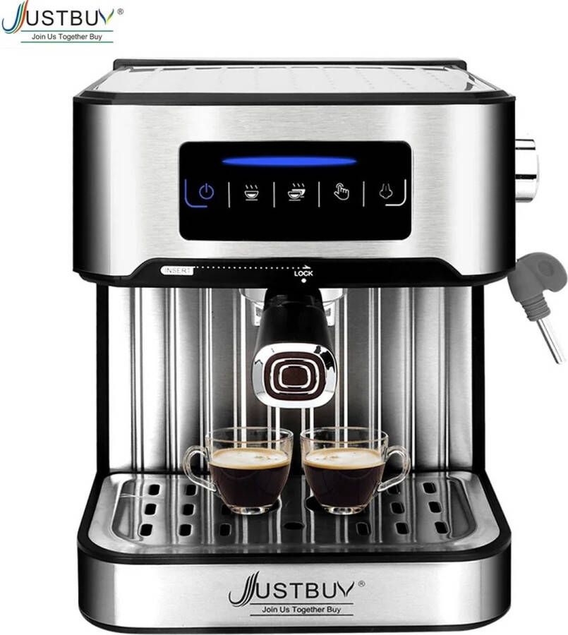Enkilight Koffiemachine- Espresso apparaat Geniet van barista-kwaliteit thuis met het LCD touch espresso koffiezetapparaat Met Semi-Automatische pomp En cappuccino melkopschuimer Koffiemachine Zilverkleurig Voor gemalen koffie