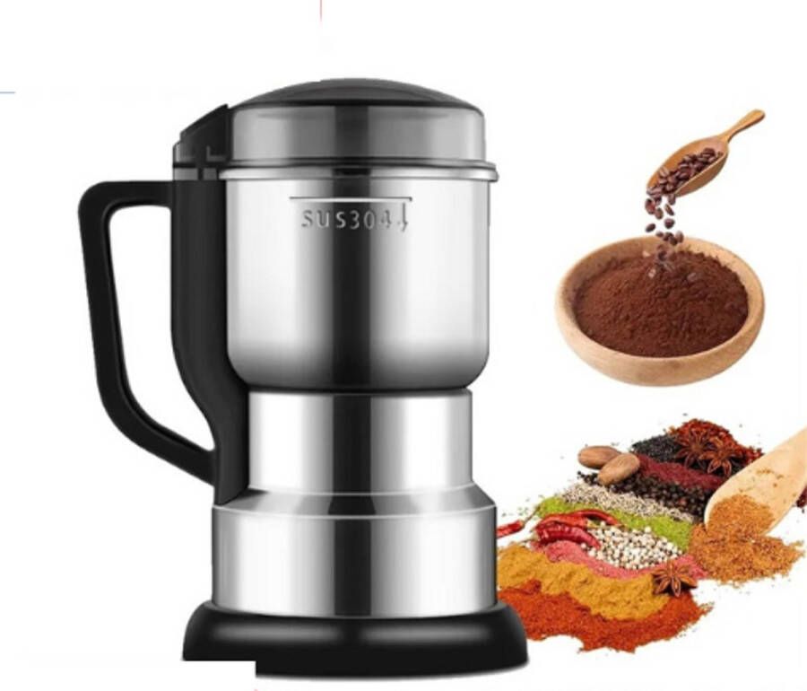 Enkilight Koffiemolen- Koffiemolen electrisch- Koffiemolens- Koffie molen- Koffiemolen elektrisch- Koffiemolen espresso- 300 W- 35000 RPM- Zilver- Koffiebonenmaler- Voor Kruiden Noten & Specerijen- Kruidenmolen- Koffiegrinder