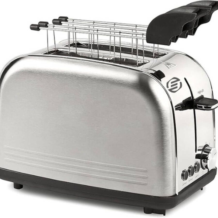 Equivera Broodrooster met Tostiklemmen Broodrooster Tosti Toaster Tostiapparaat Toaster