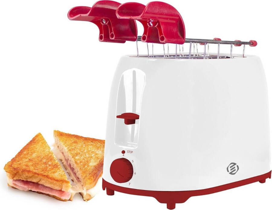 Equivera Broodrooster met Tostiklemmen Meerdere Warmteniveaus Toaster Brede Sleuven Retro Toaster Croque Monsieur - Foto 3