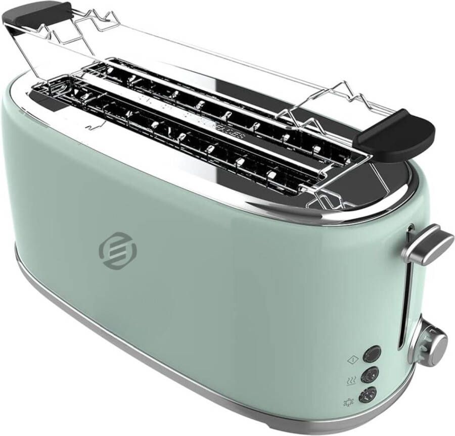 Equivera Broodrooster met Tostiklemmen Meerdere Warmteniveaus Toaster Brede Sleuven Retro Toaster Croque Monsieur