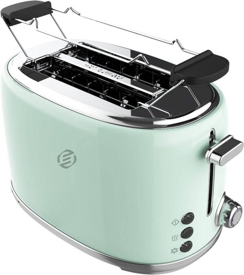 Equivera Broodrooster met Tostiklemmen Meerdere Warmteniveaus Toaster Brede Sleuven Retro Toaster Croque Monsieur