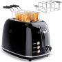 Equivera Broodrooster met Tostiklemmen Meerdere Warmteniveaus Toaster Brede Sleuven Retro Toaster Croque Monsieur - Thumbnail 3