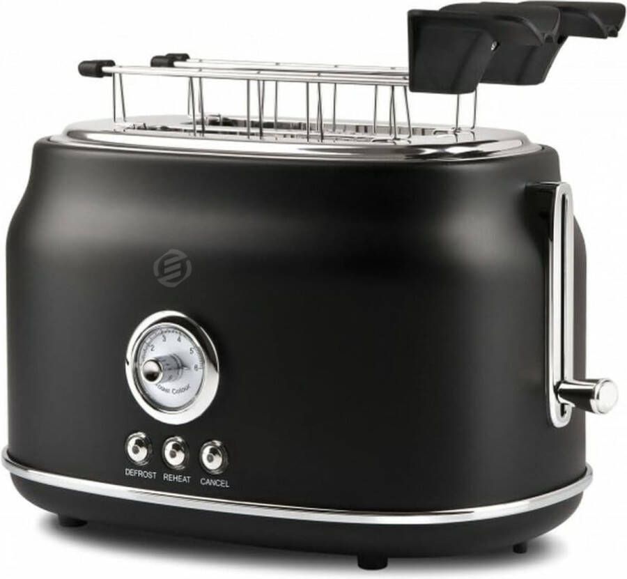 Equivera Broodrooster met Tostiklemmen Meerdere Warmteniveaus Toaster Brede Sleuven Retro Toaster Croque Monsieur