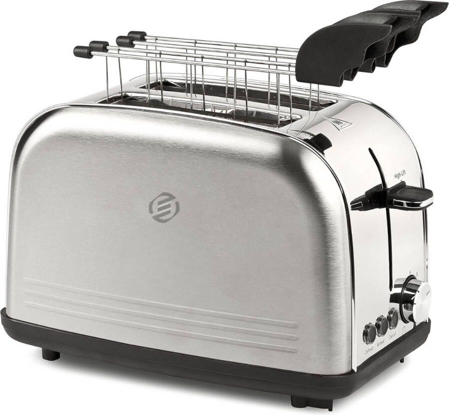 Equivera Broodrooster met Tostiklemmen Meerdere Warmteniveaus Toaster Brede Sleuven Retro Toaster Croque Monsieur