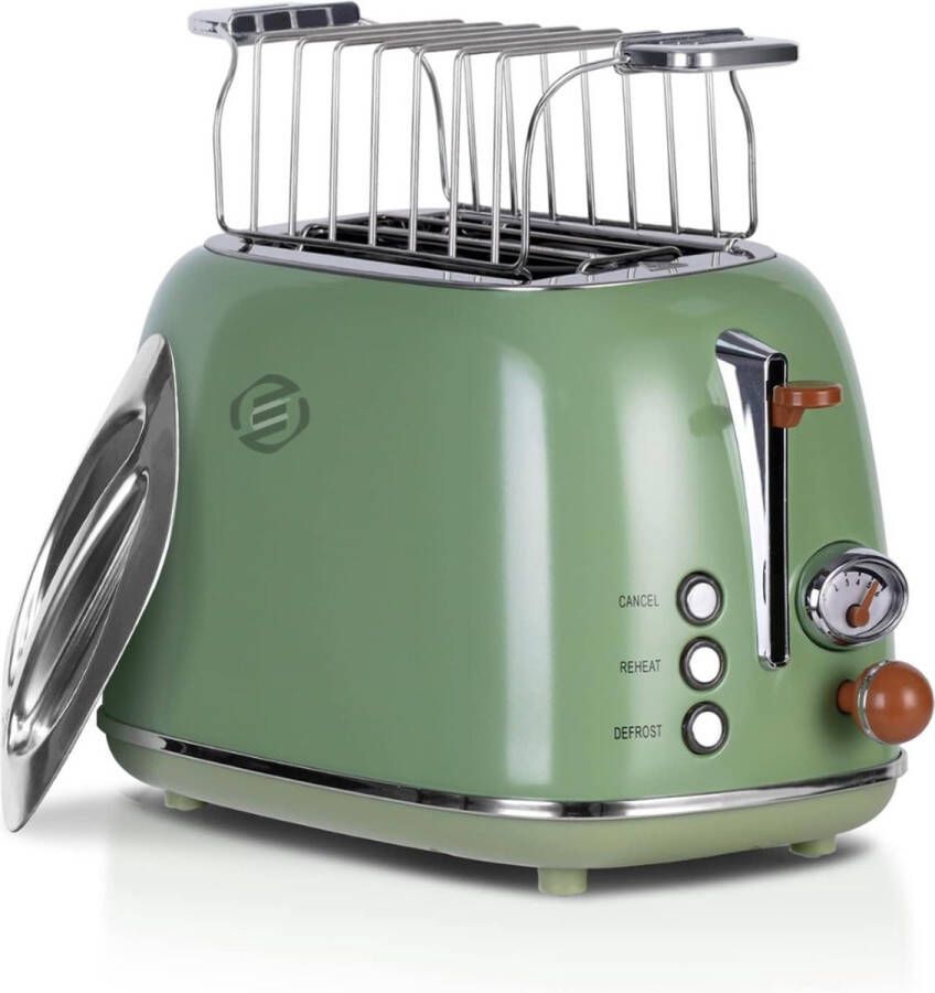 Equivera Broodrooster met Tostiklemmen Meerdere Warmteniveaus Toaster Brede Sleuven Retro Toaster Croque Monsieur