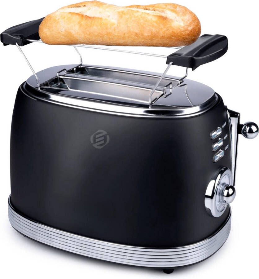 Equivera Broodrooster met Tostiklemmen Meerdere Warmteniveaus Toaster Brede Sleuven Retro Toaster Croque Monsieur