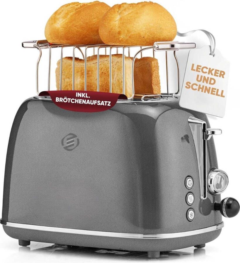 Equivera Broodrooster met Tostiklemmen Meerdere Warmteniveaus Toaster Brede Sleuven Retro Toaster Croque Monsieur - Foto 12