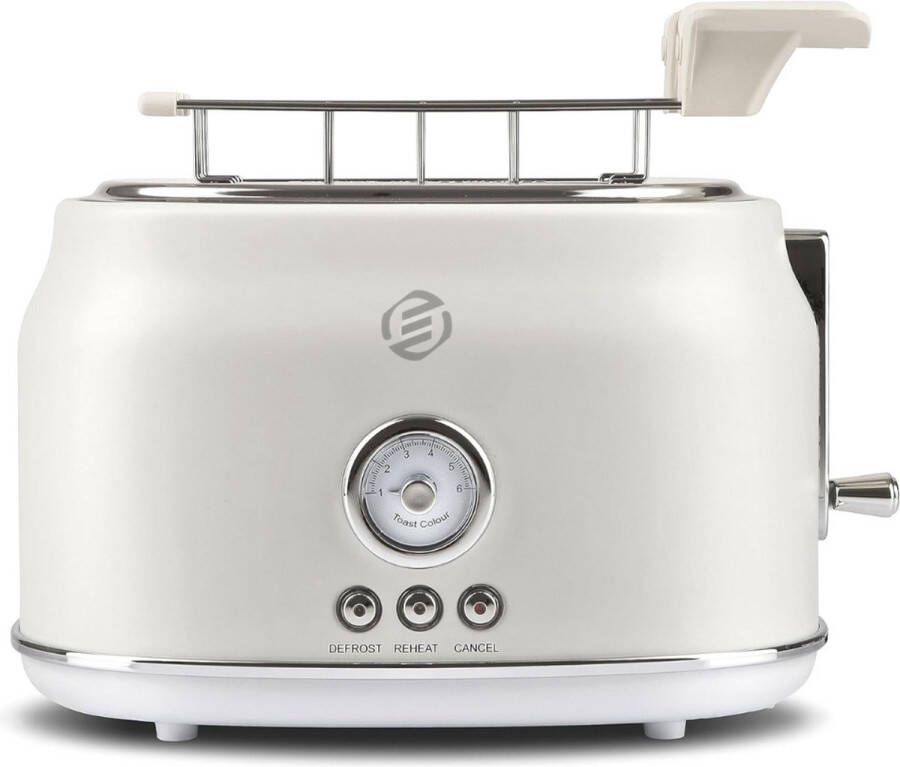 Equivera Broodrooster met Tostiklemmen Meerdere Warmteniveaus Toaster Brede Sleuven Retro Toaster Croque Monsieur