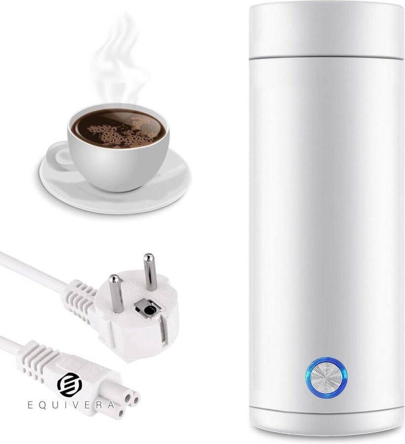 Equivera Draagbare elektrische waterkoker voor op reis snelkookfunctie automatische uitschakeling roestvrij staal koffie en thee camping reiswaterkoker