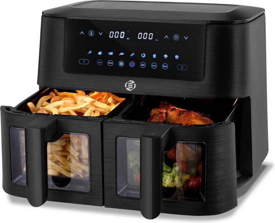Equivera Dubbele Airfryer Dubbele Mand Dual Cook Heteluchtfriteuse Verschillende Programma's Dual Zone Mega - Foto 10