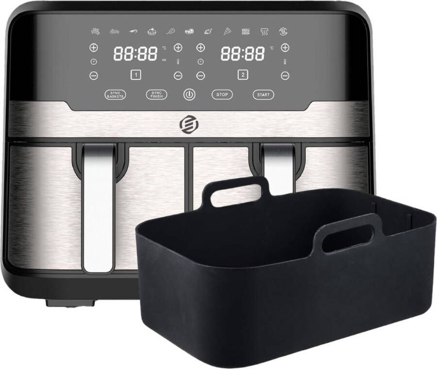 Equivera Dubbele Airfryer Dubbele Mand Dual Cook Heteluchtfriteuse Verschillende Programma's Dual Zone Mega - Foto 5