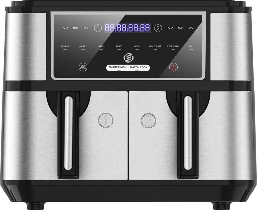 Equivera Dubbele Airfryer Dubbele Mand Dual Cook Heteluchtfriteuse Verschillende Programma's Dual Zone Mega - Foto 6