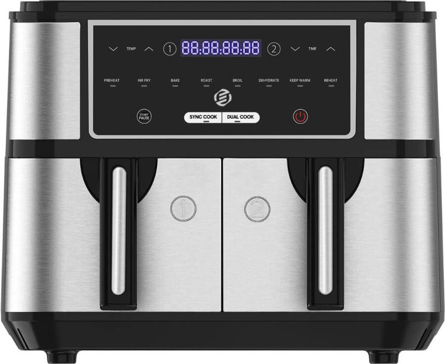 Equivera Dubbele Airfryer Dubbele Mand Dual Cook Heteluchtfriteuse Verschillende Programma's Dual Zone Mega - Foto 7