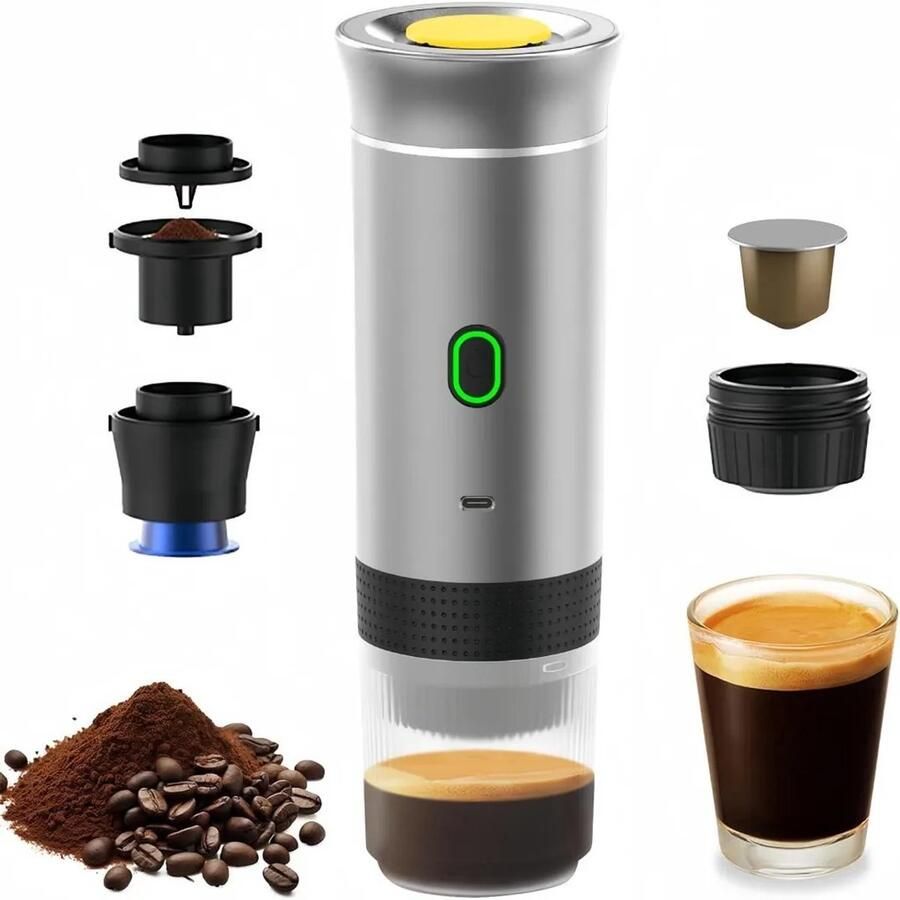 Equivera Draagbaar koffiezetapparaat 3 in 1 espressomachine Voor Nespresso Original en gemalen koffie