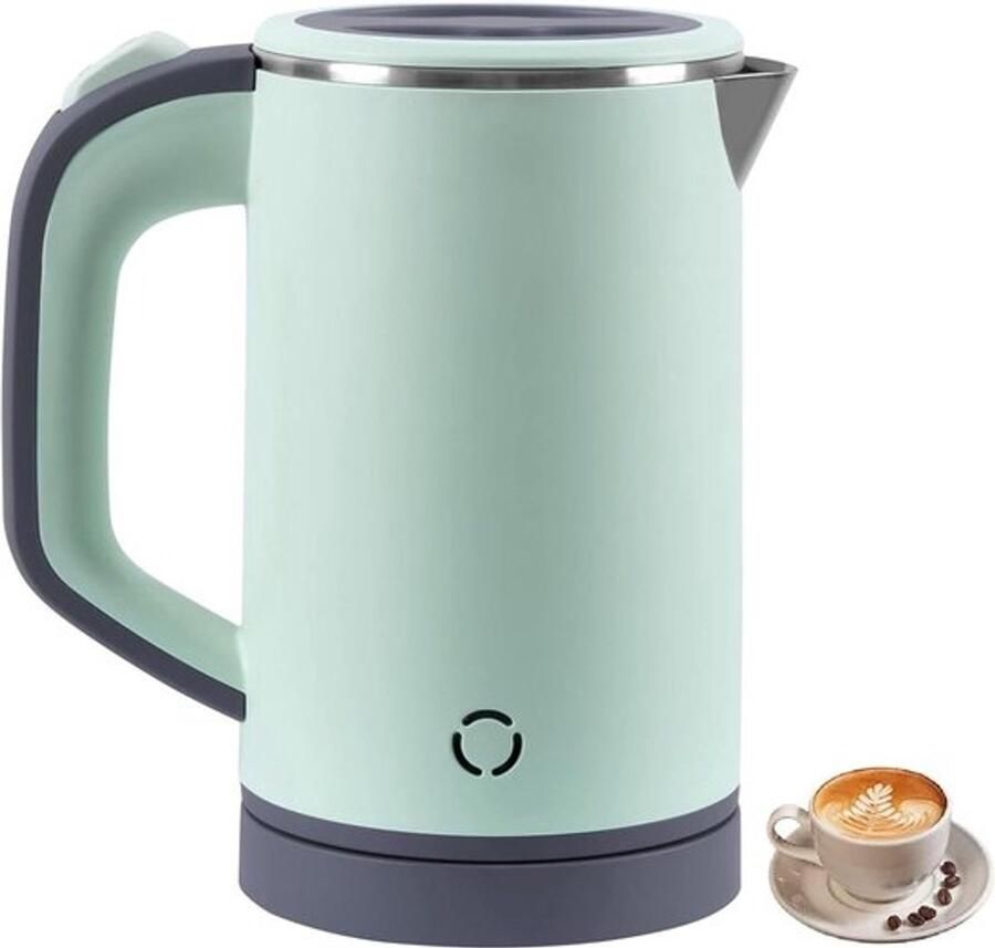 ‎ Equivera Mini Waterkoker Camping Reis Waterkoker 800ml RVS Dubbelwandig 600W Snelkoker Compact Draagbaar Groen