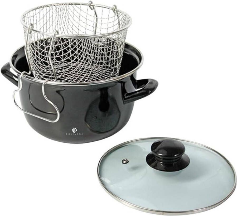 Equivera Frituur Pot Tempura Pot Frituurpot met Deksel Pot voor Frituren
