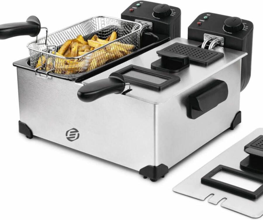 Equivera Frituurpan Dubbel Dubbele Frituurpan Koude Zonde Beide Apart te Bedienen Groot Friteuse