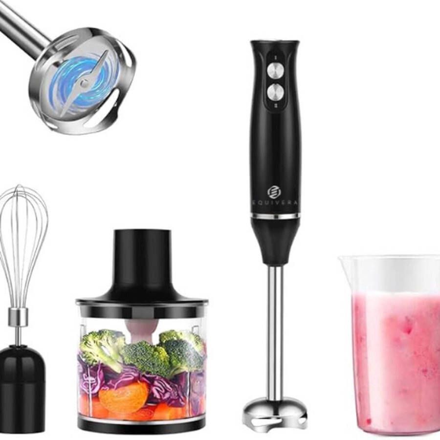 Equivera Staafmixer 4-In-1 Mixer Multifunctionele Handmixer Hakmolen Garde