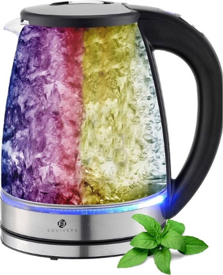 Equivera Waterkoker- Glas En Roestvrijstaal LED-Verlichting Warmhoudfunctie Automatische Uitschakeling Overhittingsbeveiliging