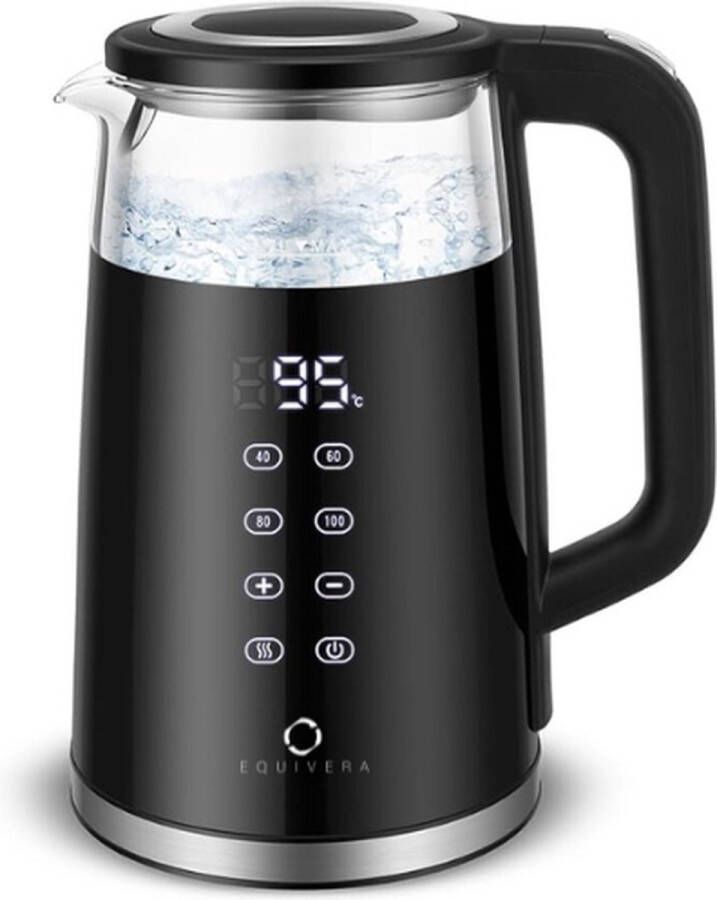 Equivera Waterkoker- Roestvrijstaal Digitale Temperatuurweergave LED-Verlichting Warmhoudfunctie