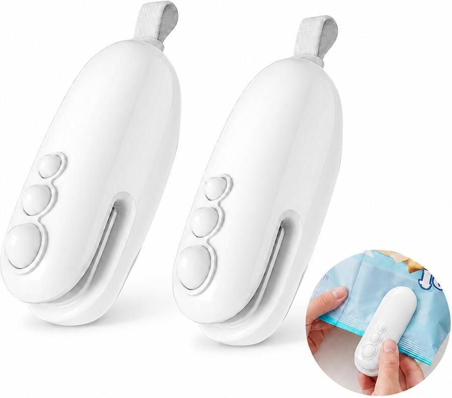 Ericbee 2-in-1 Zak Sealer – 2 delige Oplaadbare Mini Heat Sealer met Snijmes – Luchtdicht Zakjes Afdichten – Magnetisch & Draagbaar – Voor Keuken & Onderweg