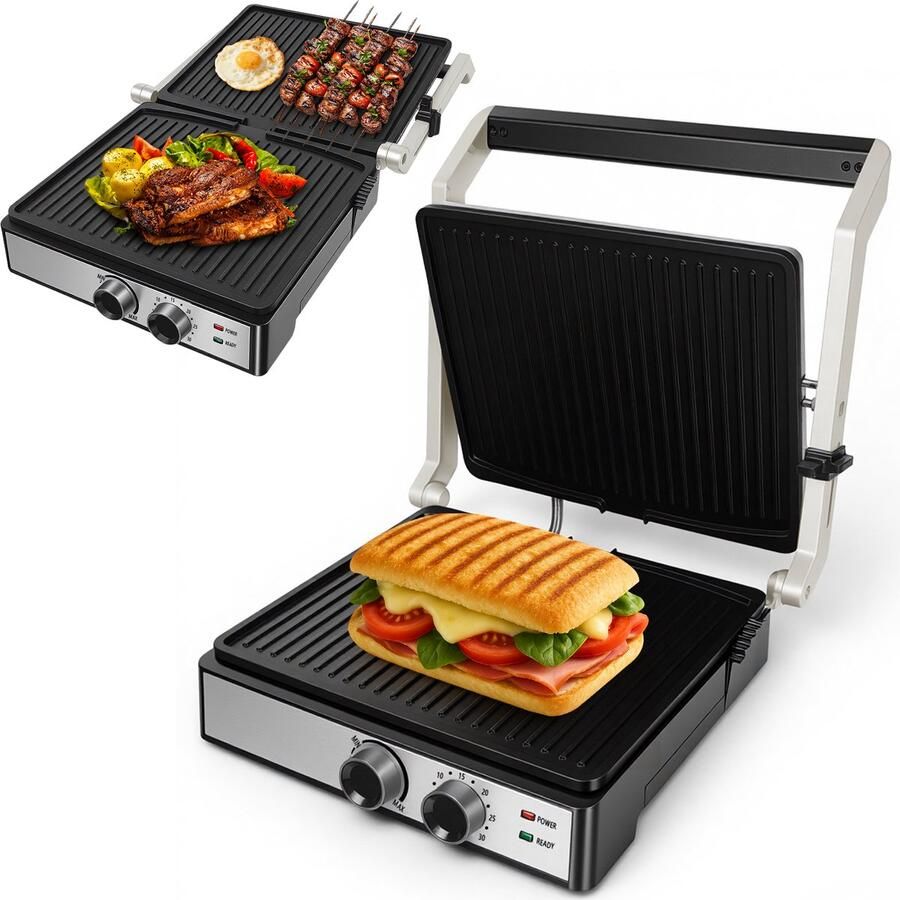 Ericbee Contactgrill 29x35x13 cm 3-in-1 2000W Anti-aanbak