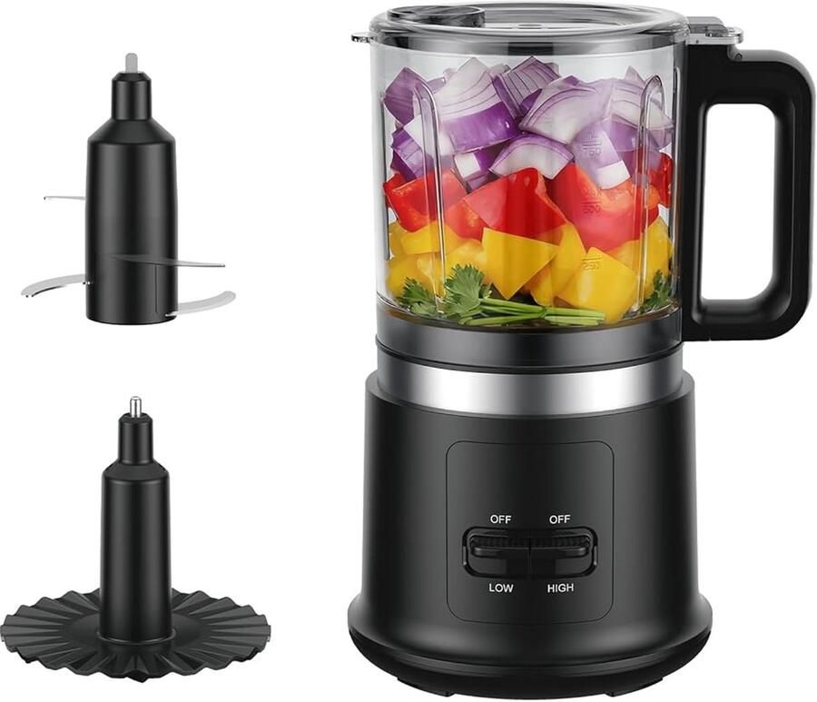 Ericbee Elektrische Hakmolen 0.95L Multifunctionele Food Chopper 400W Elektrische Multihakker 2 Snelheden 4 RVS Messen Afneembare Kom