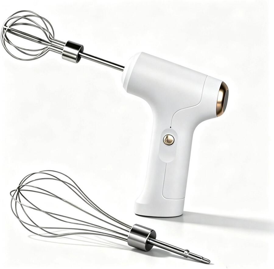 Ericbee Elektrische Handmixer met 2 304 Mengbladen Draadloze Eierklopper met 3 Snelheden USB Oplaadbaar Keukenmixer voor Melk Room Eieren en Cakebeslag