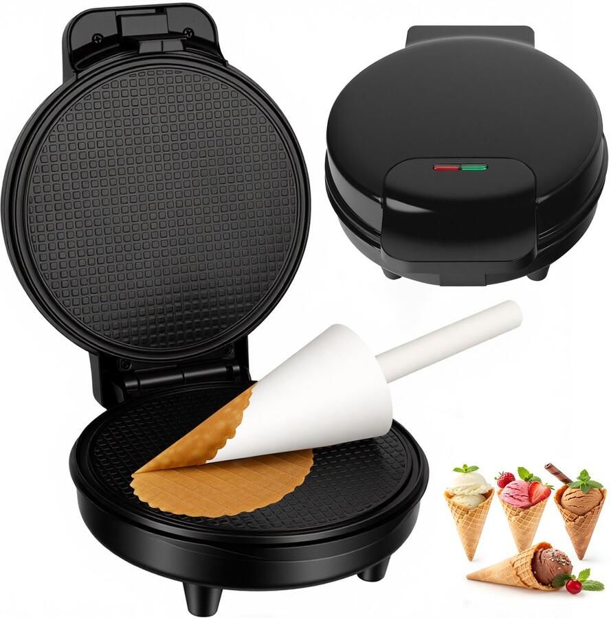 Ericbee -Kitchen-Professionele Wafelmachine-24 5x18 5x10 cm-1000W-ijzeren wafels-Zwart