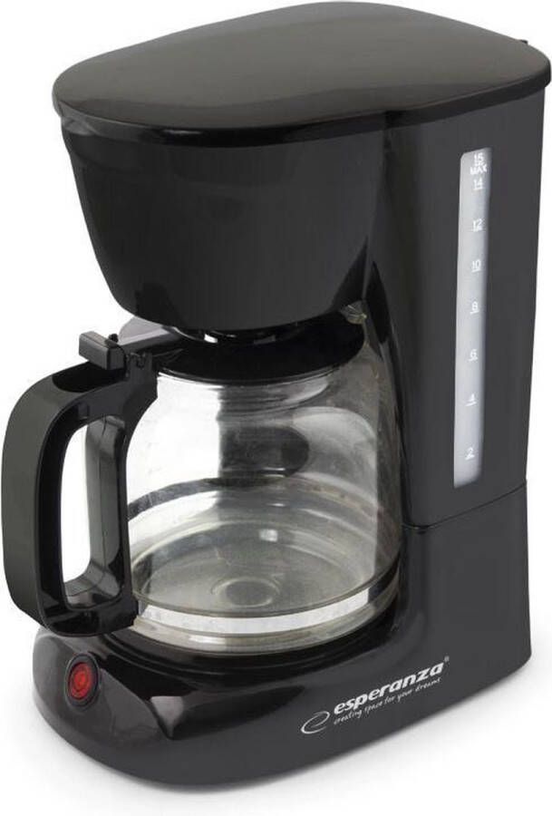 Esperanza Arabica Koffiezetapparaat 950W Glazen Schenkkan 1.8 L Ingebouwd Herbruikbaar Filter Druppelstop Zwart